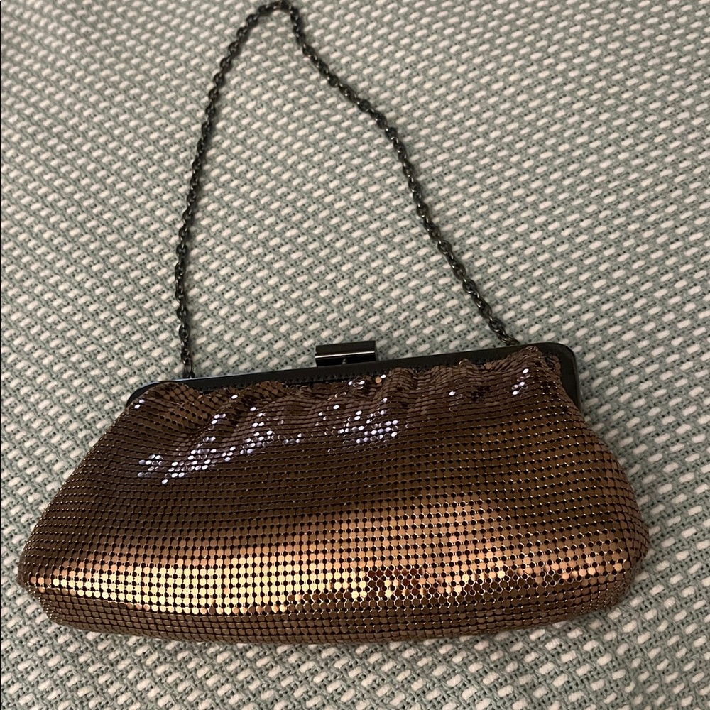 Whiting & Davis Shimmering Bronze Clutch